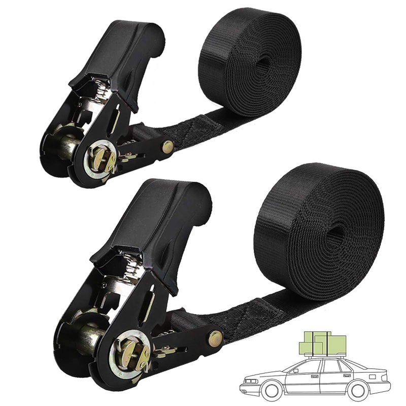 Gutezeiten Endless Ratchet Tie Down Straps Heavy Duty Cargo Tie Downs, Durable Nylon Black Strap Down Ratcheting Securing Straps, Track Spring Fittings, Tie-Down Motorcycles, Trailer Loads, Kayak (20ft - 2pack) - Image 1